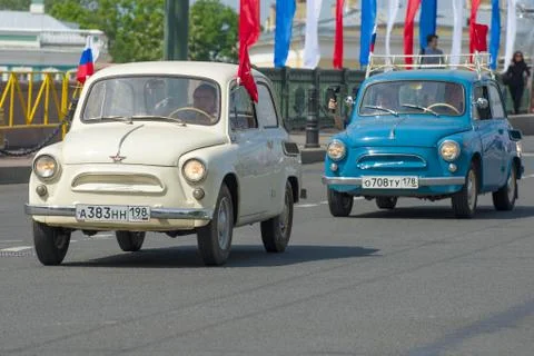 Two Soviet ZAZ-965 midget cars close-up Stock Photos
