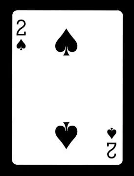 Two of spades playing card, isolated on black  background. Stock Photos