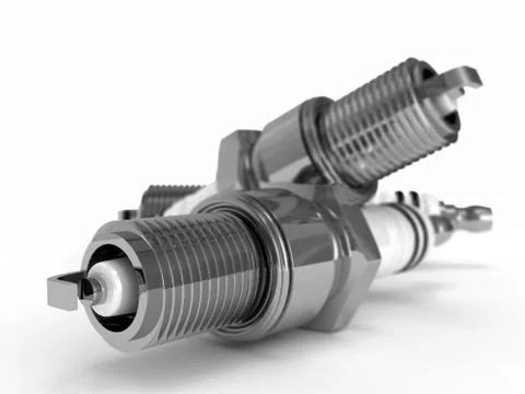 Two spark plugs on white Stock Illustration