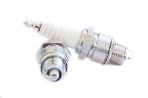 Two spark plugs on white Stock Photos