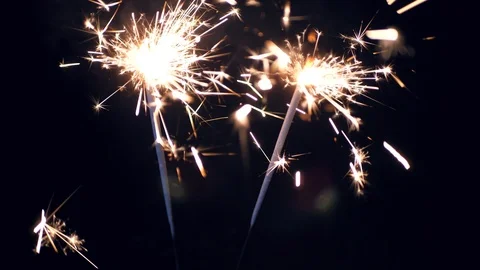 Two sparklers on a dark background 스톡 동영상 98086505