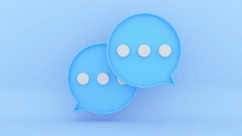 Two speech bubble symbol appear horizontally on blue background. 3D icon. Stock Footage 249569836
