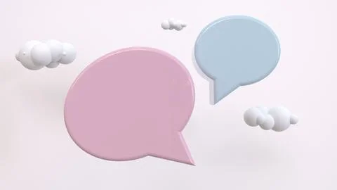 Two speech bubble talk or comment. 3d rendering on pastel background. 3d rend Stock Illustration