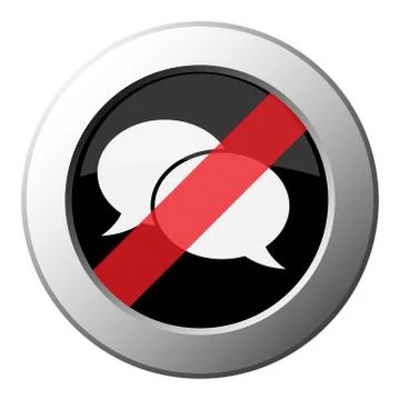 Two speech bubbles - ban round metal button Stock Illustration