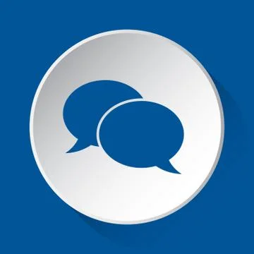 Two speech bubbles - blue icon on white button Stock Illustration