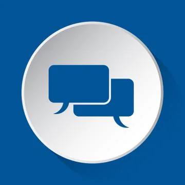 Two speech bubbles, blue icon on white button Stock Illustration