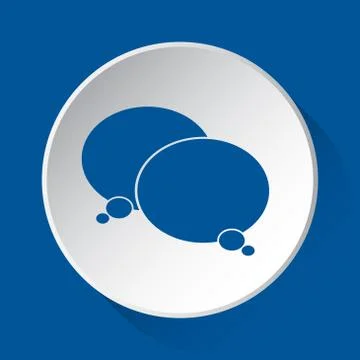 Two speech bubbles - blue icon on white button Stock Illustration