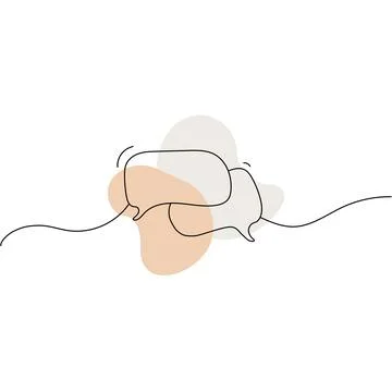 Two speech bubbles continuous one line drawing doodle, black and white vector Stock Illustration