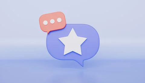 Two speech bubbles, feedback and online ratings, one featuring a star rating Stock Illustration