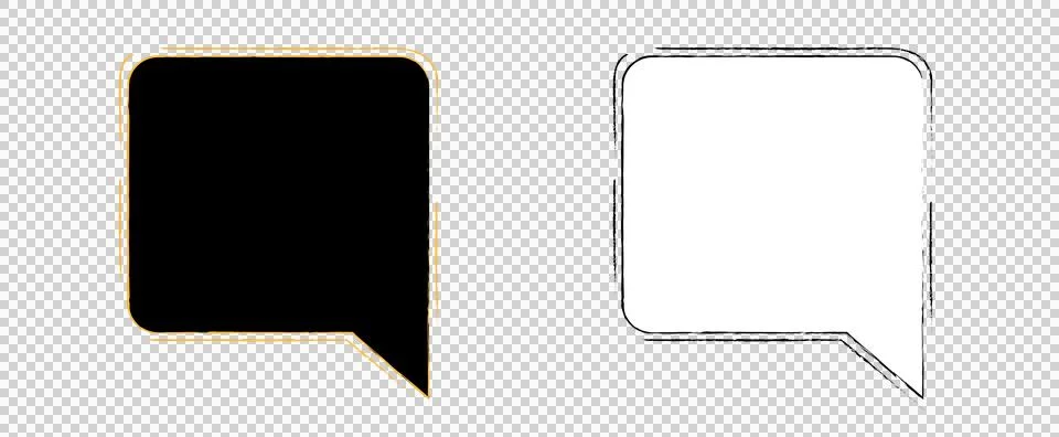 Two speech bubbles with gold and black outlines on white background for cha.. Stock Photos