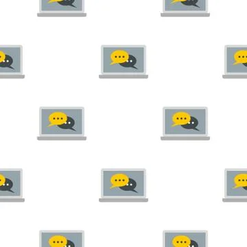 Two speech bubbles on a laptop pattern seamless Stock Illustration