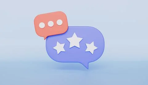 Two speech bubbles, one featuring a star rating, feedback and online ratings Stock Illustration