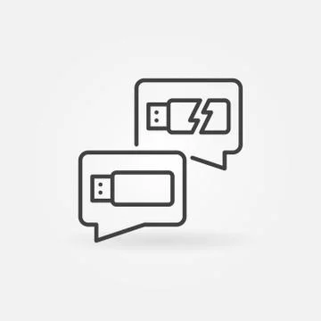 Two Speech Bubbles with USB Flash Drives line vector icon Illustrazione stock