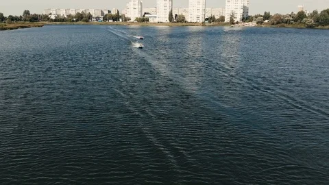 Two speed boat on the lake Video stock 100265968