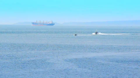 Two Speed Boats, Moving Fast, Telephoto Lens Stock Footage 38937077