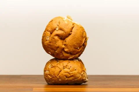 Two spelt buns one on side Stock Photos