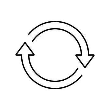 Two spinning arrows icon design in linear style. Stock Illustration