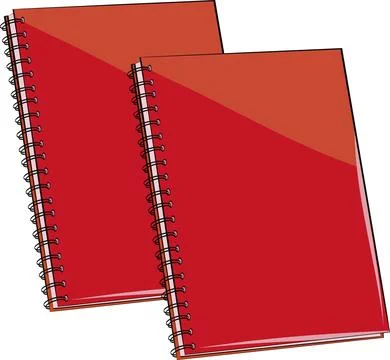 Two Spiral Notebooks with Red Bold Covers Stock Illustration