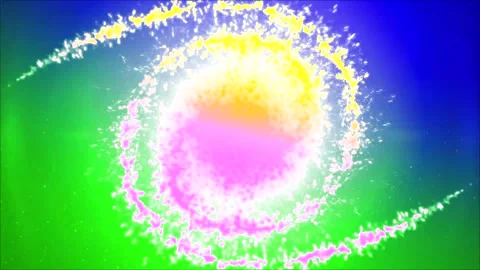 Two spiral particles flying and exploding green and blue Video stock 201119131