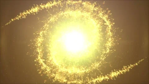 Two spiral particles flying and exploding gold Video stock 201119139