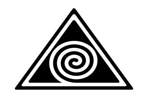 Two spirals in three triangles, a Hopi symbol and optical illusion Stock Illustration