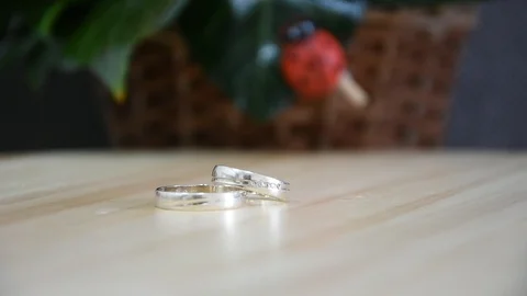 Two splendid wedding rings on a wedding day Stock Footage 107332074