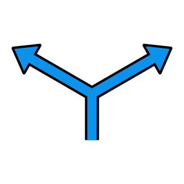 Two split arrows icon in line and fill style. Branching arrow. Stock Illustration