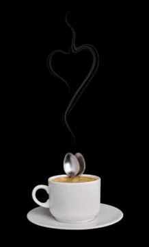 Two spoons embrace in a cup coffee Stock Photos
