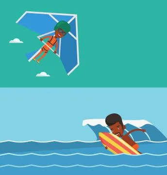 Two sport banners with space for text Stock Illustration