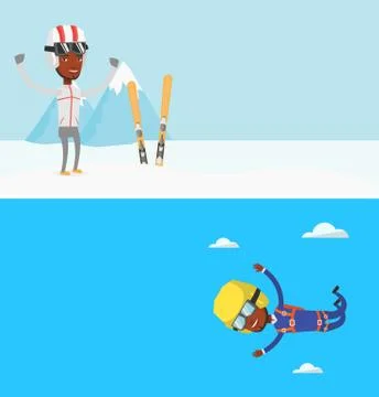 Two sport banners with space for text Stock Illustration
