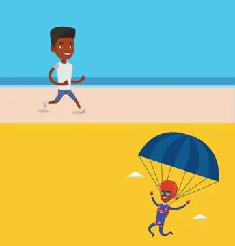 Two sport banners with space for text Stock Illustration