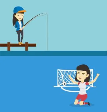 Two sport banners with space for text. Stock Illustration