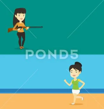 Two sport banners with space for text. Stock Illustration
