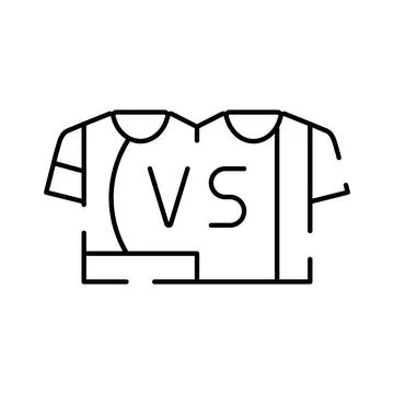 Two sports jerseys facing off with versus symbol Stock Illustration