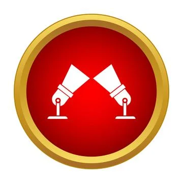 Two spotlights illuminating stage performance event icon Stock Illustration