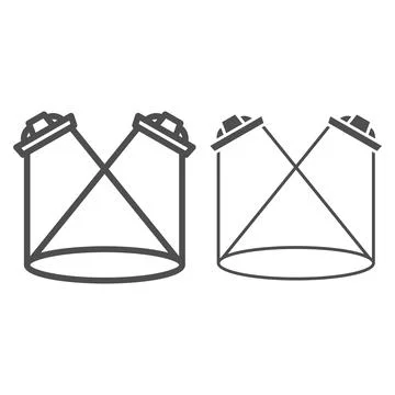 Two spotlights line and solid icon, Safety engineering concept, Adequate Stock Illustration