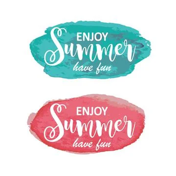 Two spots blue and red and in them an inscription: Enjoy summer, have fun. Stock Illustration