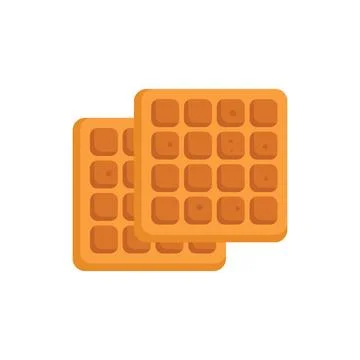 Two square belgian waffles overlapping on white background Illustrazione stock