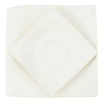 Two square ceramic plates composition Stock Photos