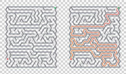 Two square labyrinths on transparent background. 스톡 일러스트