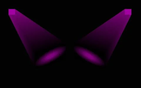 Two square purple spotlights shining bright beams on dark empty stage Stock Illustration