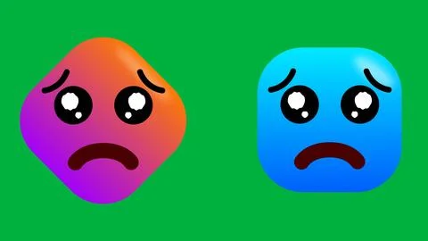 Two square shape emoji in square shape isolated on green background Stock Illustration