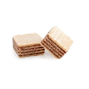 Two square wafer biscuits isolated on white Stock Photos