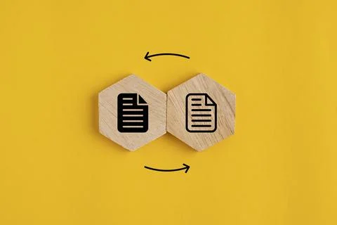 Two squares with folder icons change. data or information storage. new file.. Stock Photos