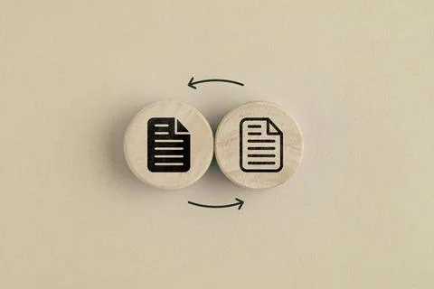 Two squares with folder icons change. data or information storage. new file.. Stock Photos
