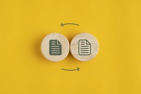 Two squares with folder icons change. data or information storage. new file.. Stock Photos