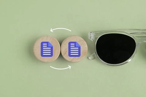 Two squares with folder icons change. data or information storage. new file.. Stock Photos