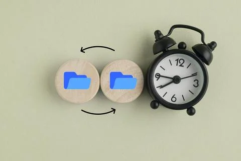 Two squares with folder icons change. data or information storage. new file.. Stock Photos