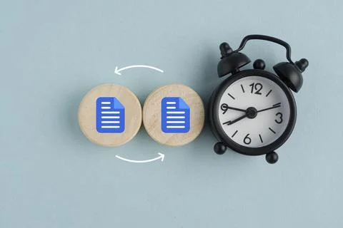 Two squares with folder icons change. data or information storage. new file.. Stock Photos