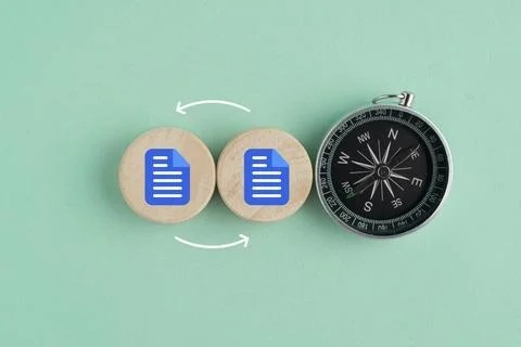 Two squares with folder icons change. data or information storage. new file.. Stock Photos